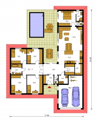 Floor plan of ground floor - BUNGALOW 217